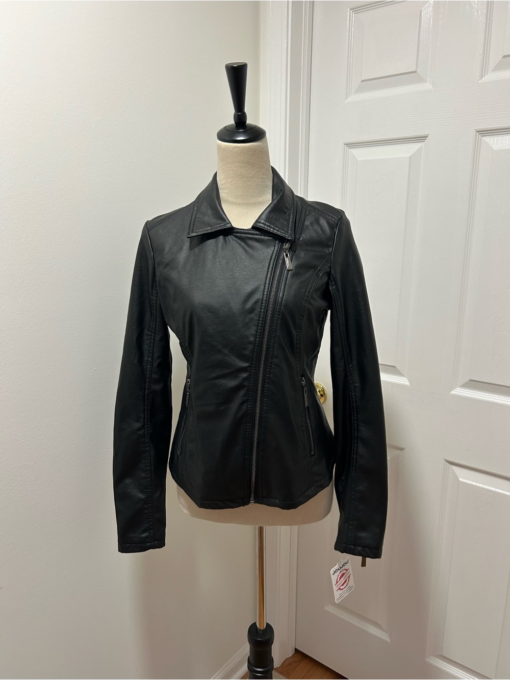 Jou Jou Black Asymmetrical Vegan Leather Jacket